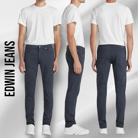 EDWIN Men’s Maddox 5 Pockets Slim Pants in the Size 31X32 in Navy Blue Color - Picture 1 of 9